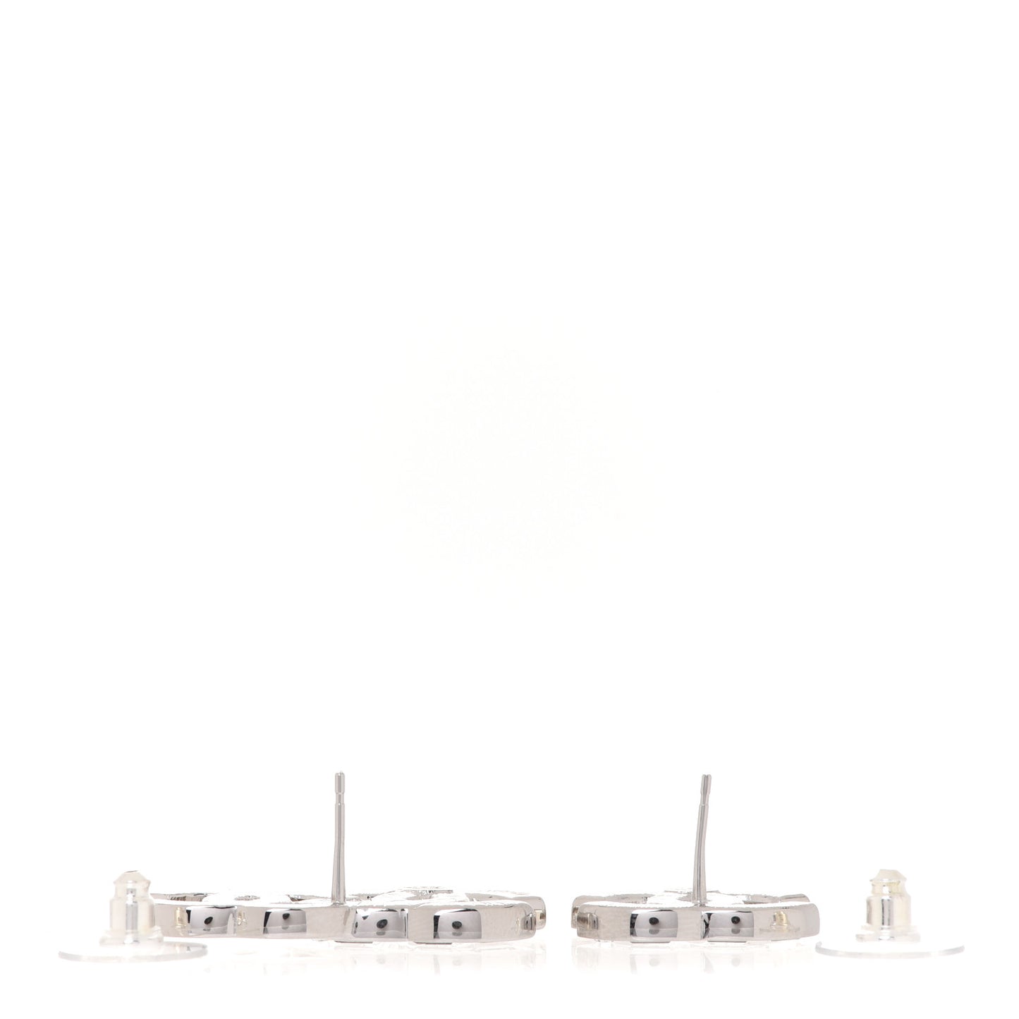 Baguette Crystal Double CC Earrings Silver