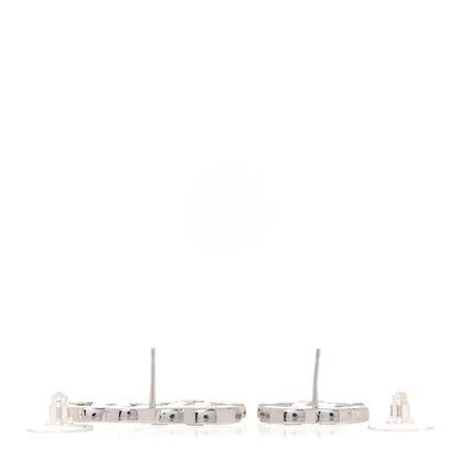 Chanel Baguette Crystal Double CC Earrings Silver 3 of 5