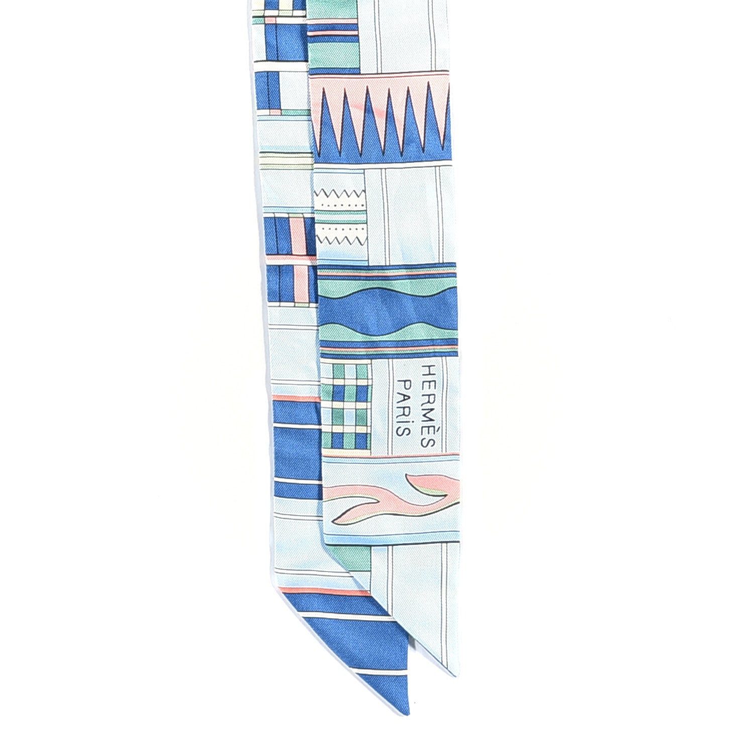 Hermes Silk Voltes Et Pirouettes Twilly Bleu Ciel Vert Jaune 2 of 4