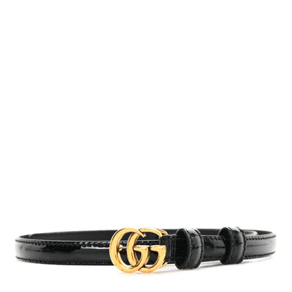 Gucci Patent Double G Thin Belt 65 26 Black 1 of 4