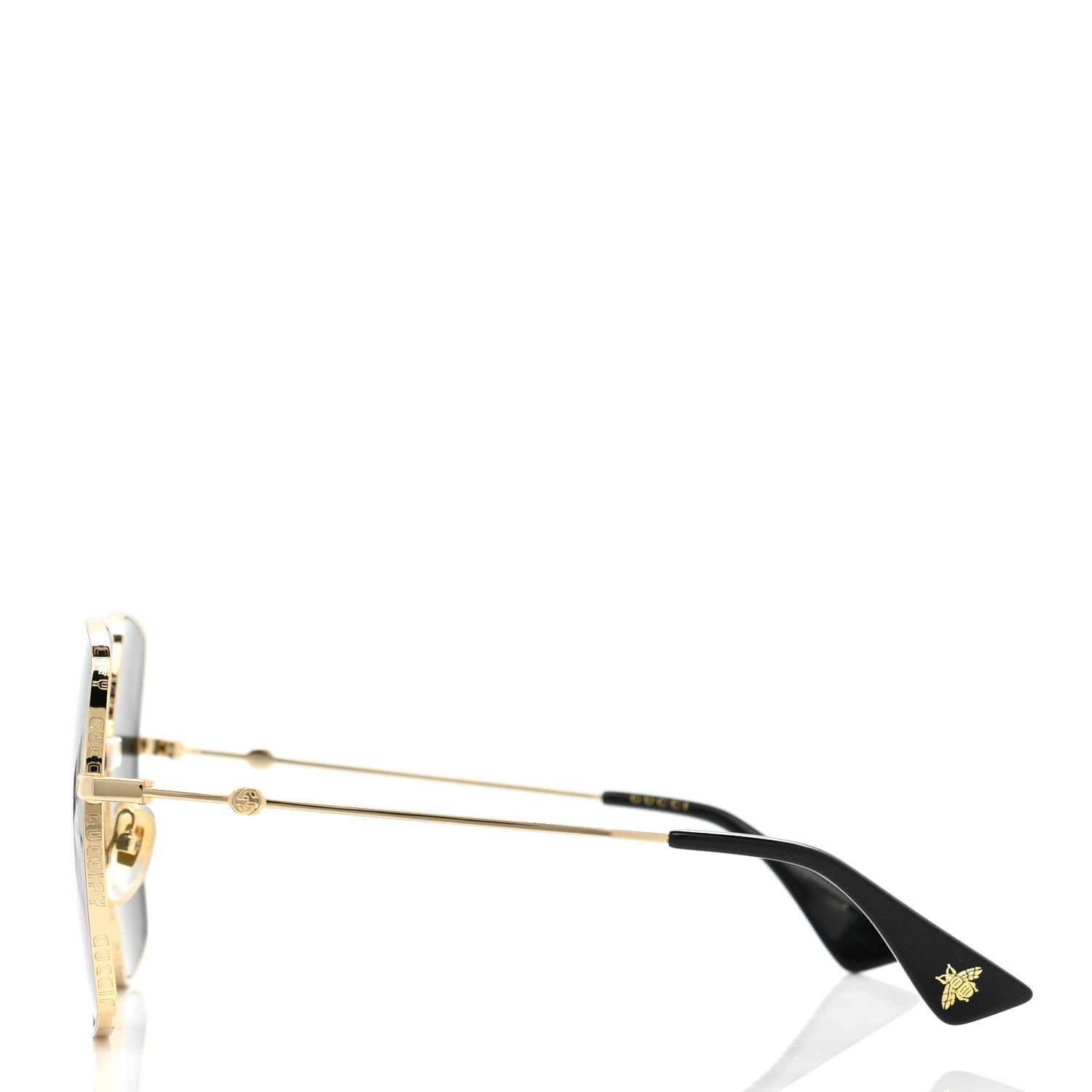 Gucci Metal Rectangular Frame Sunglasses GG0414S Gold Multicolor 3 of 8
