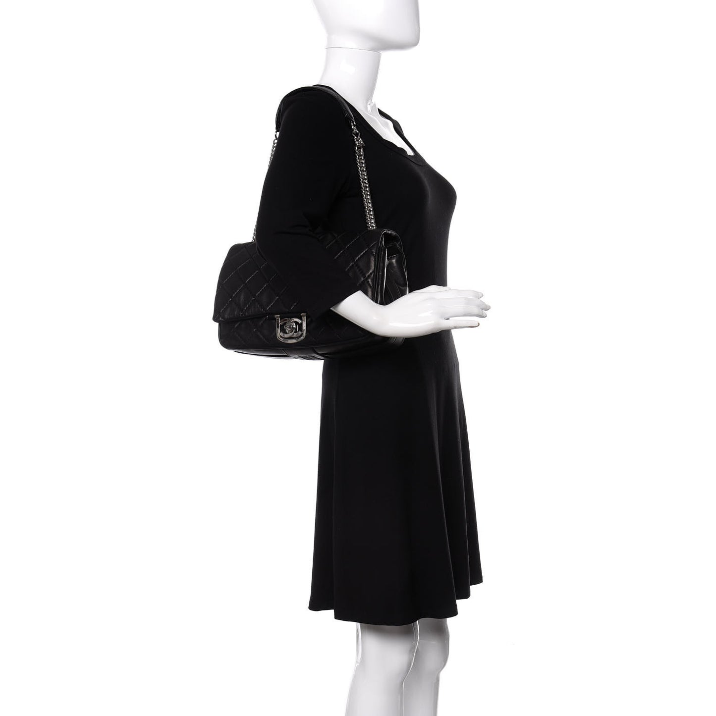 Lambskin Quilted Jumbo Icons Secret Label Flap Black