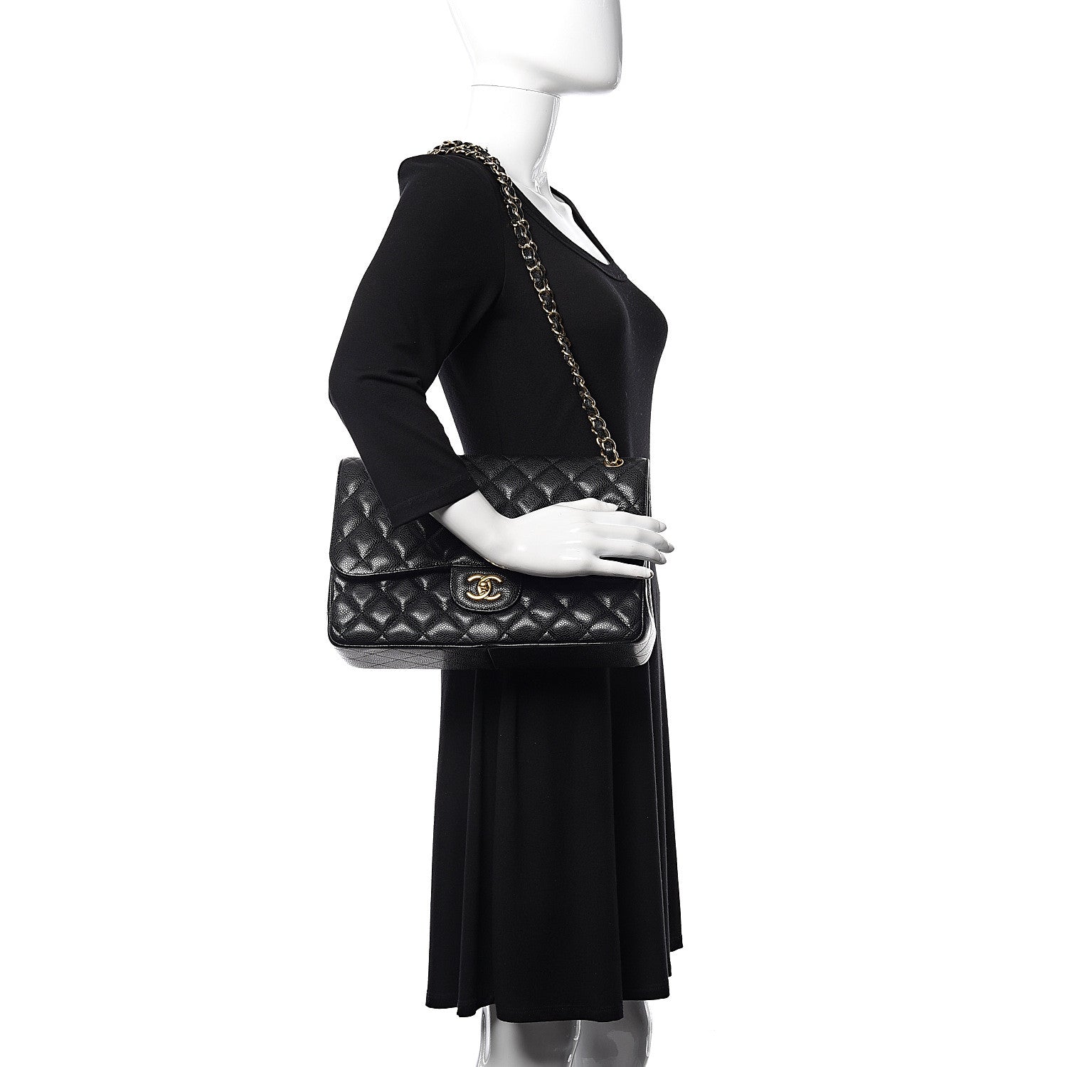 Chanel Caviar Quilted Jumbo Double Flap Black 2 of 14