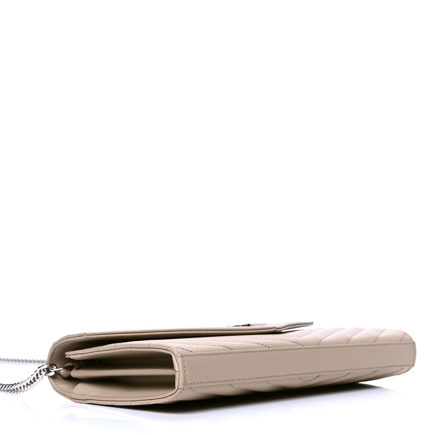 Saint Laurent Grain De Poudre Matelasse Chevron Monogram Chain Wallet Rose Poudre 3 of 4