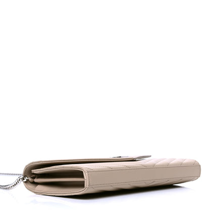 Saint Laurent Grain De Poudre Matelasse Chevron Monogram Chain Wallet Rose Poudre 3 of 4