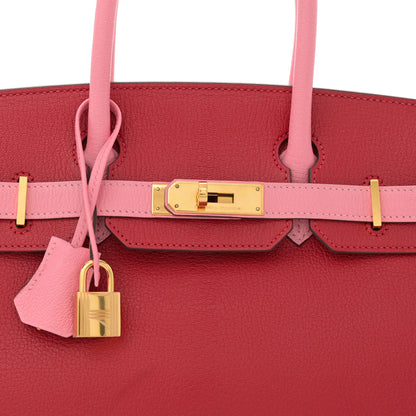 Hermes Chevre Mysore Horseshoe Birkin 30 Rouge Rose Confetti 8 of 14