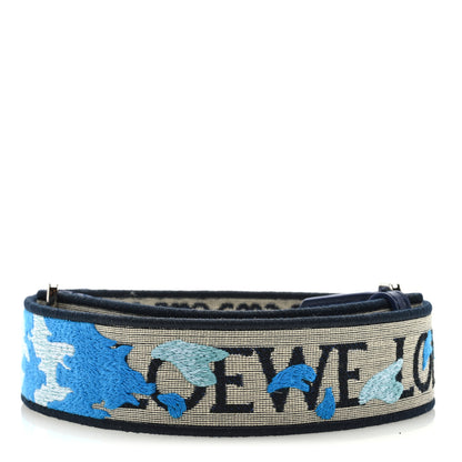 Loewe X HOWLS MOVING CASTLE Calfskin Calcifer Jacquard Anagram Strap Blue 1 of 3