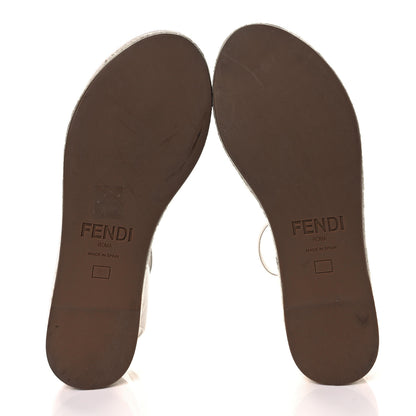 Fendi Nappa FF Embossed Espadrille Platform Sandals 40 Snow 9 of 20