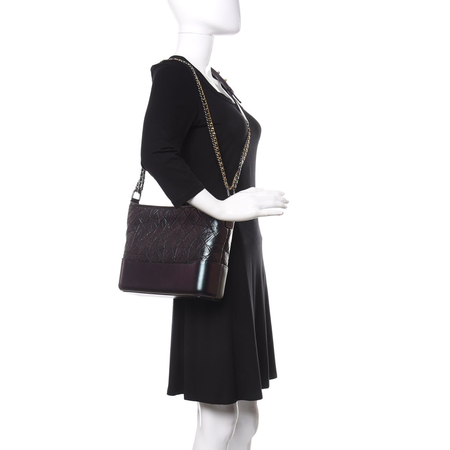 Chanel Iridescent Aged Calfskin Quilted Medium Gabrielle Hobo Black 2 of 11