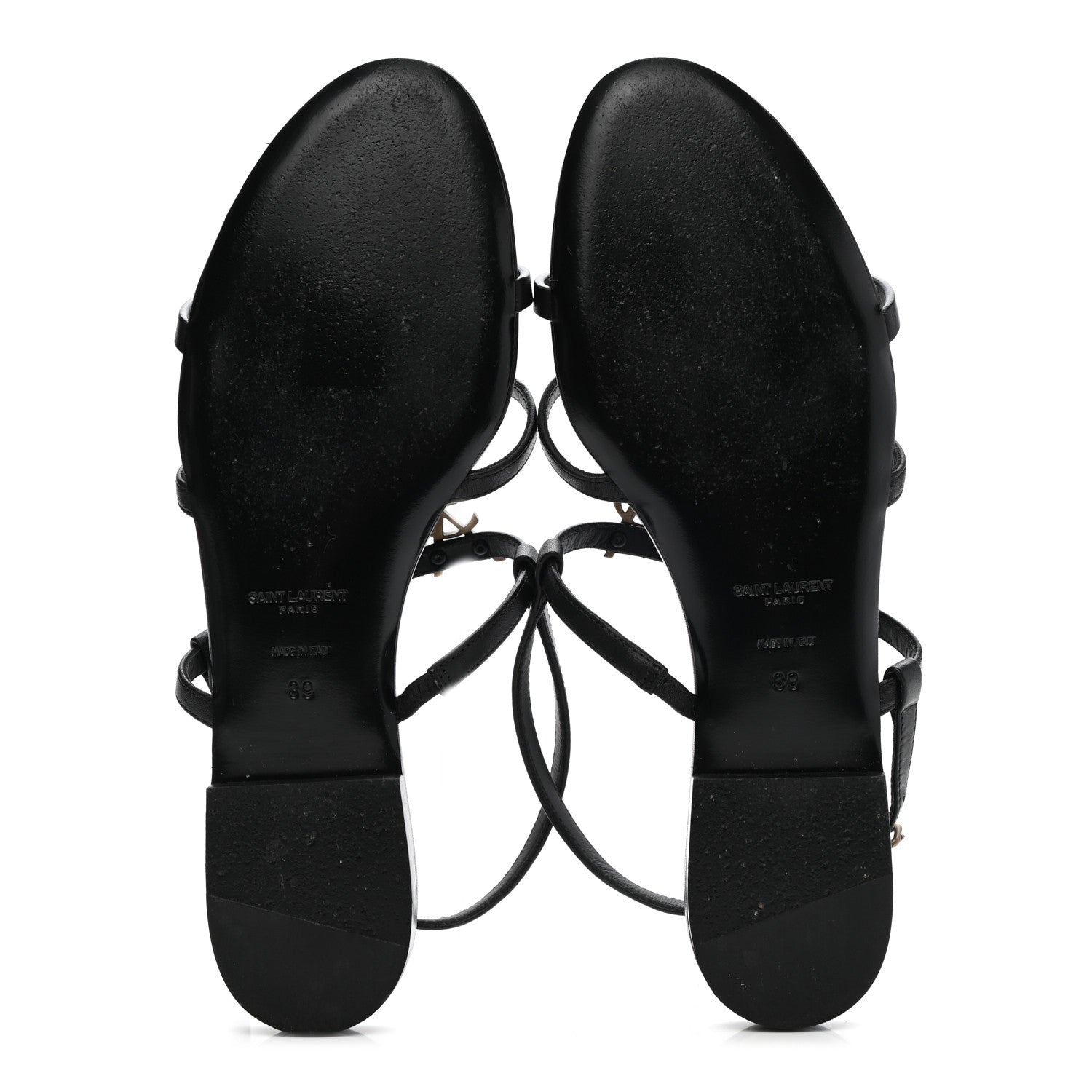 Saint Laurent Patent Calfskin Cassandra Monogram Sandals 39 Black 5 of 11