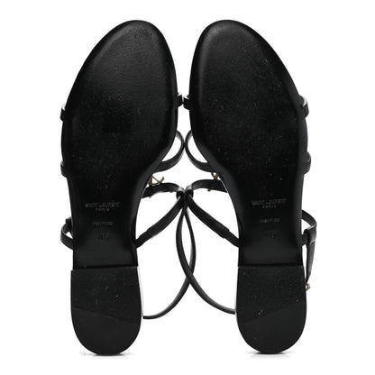 Saint Laurent Patent Calfskin Cassandra Monogram Sandals 39 Black 5 of 11