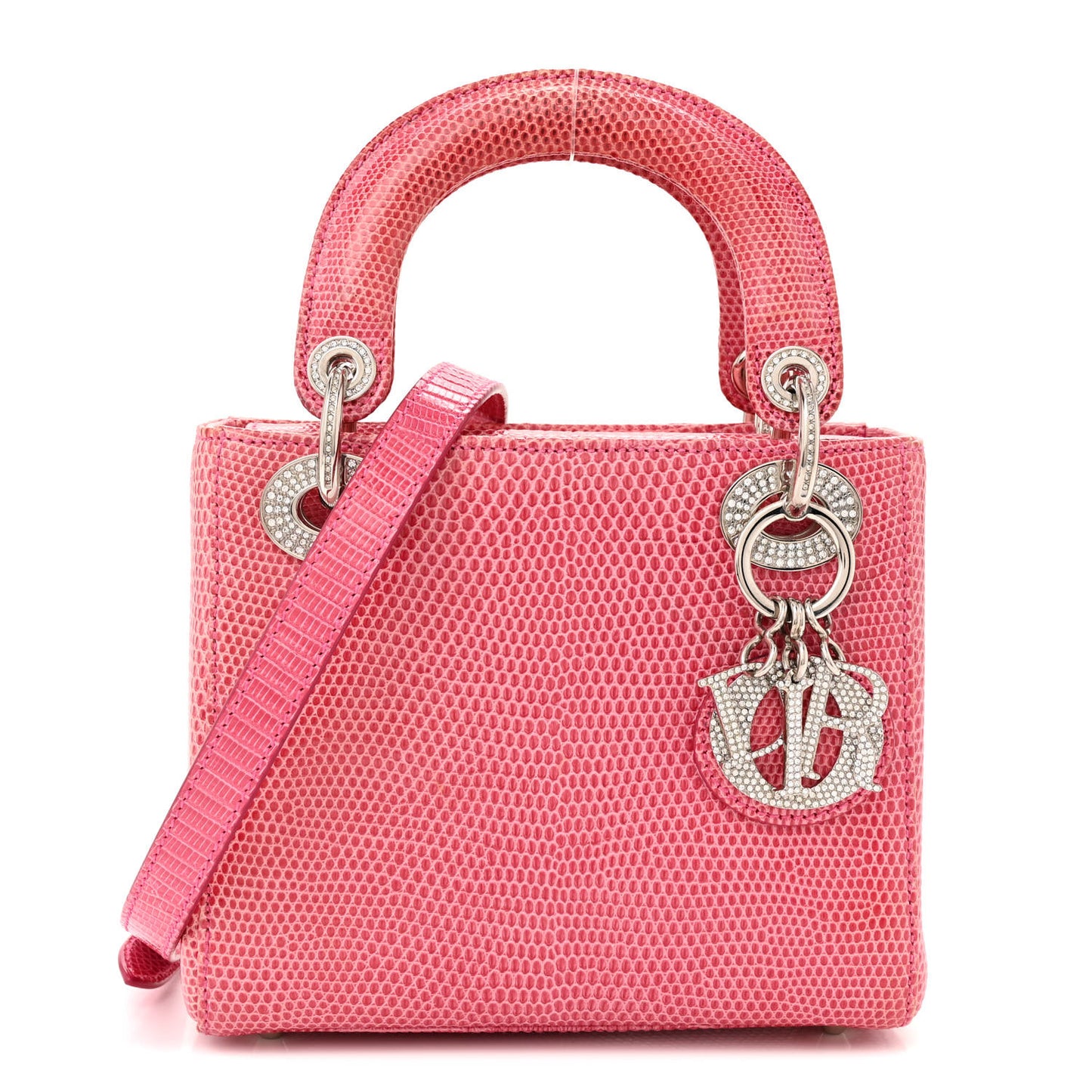 Lizard Swarovski Crystal Mini Lady Dior Pink