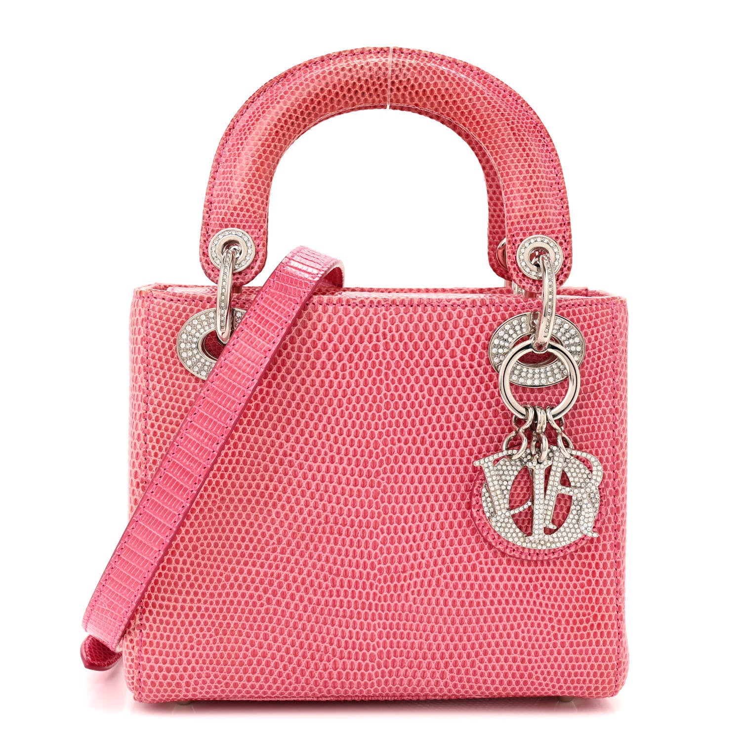 Christian Dior Lizard Swarovski Crystal Mini Lady Dior Pink 1 of 13