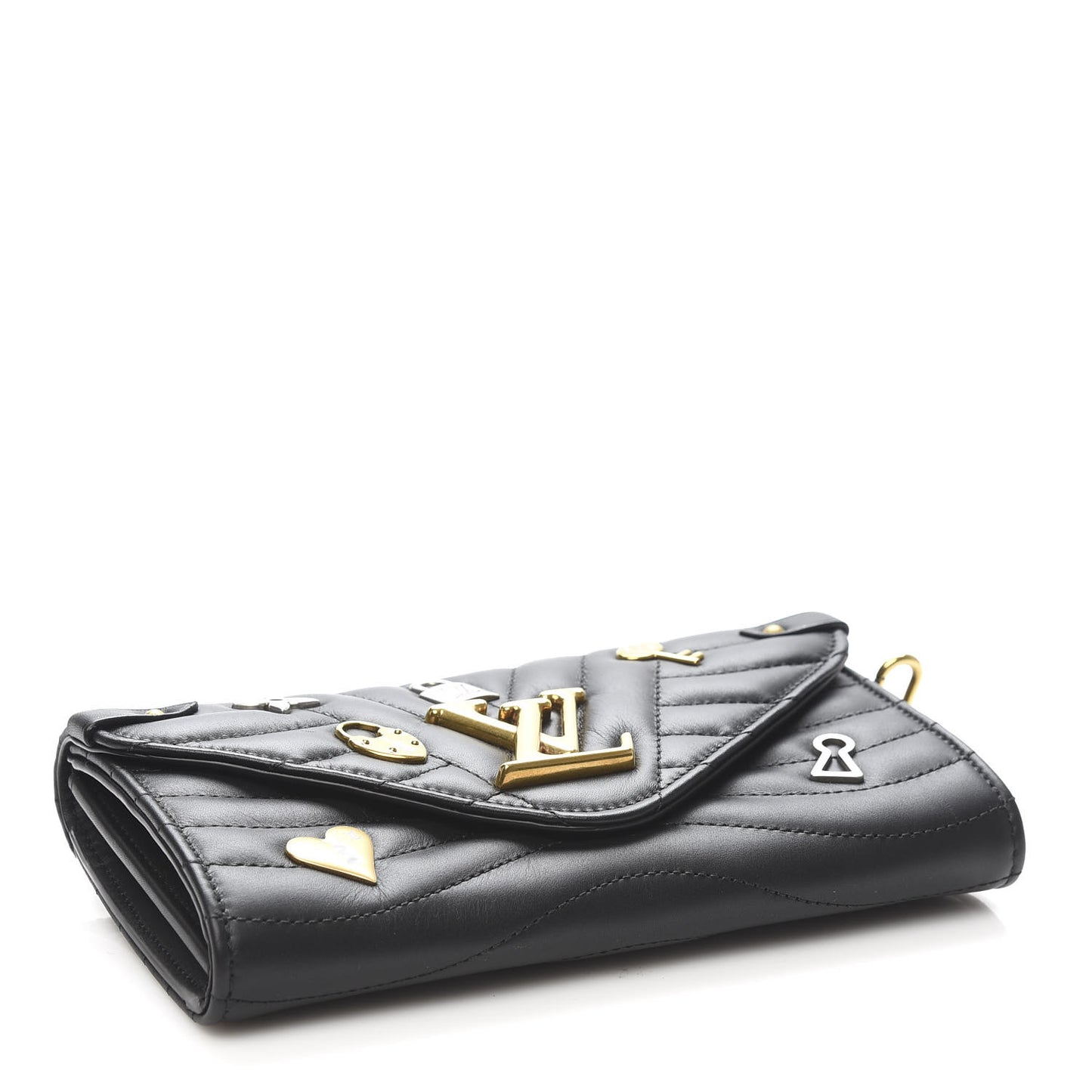 Calfskin Love Lock New Wave Long Wallet Black