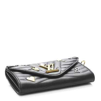 Louis Vuitton Calfskin Love Lock New Wave Long Wallet Black 4 of 7