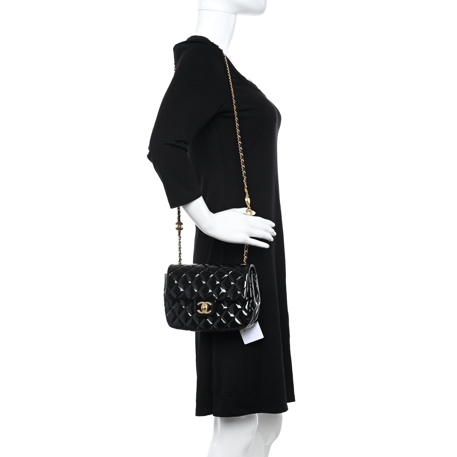 Chanel Patent Enamel Quilted Small Coco Hearts Square Flap Black 2 of 10
