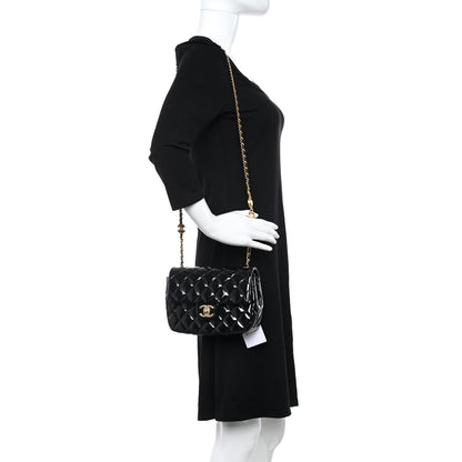 Chanel Patent Enamel Quilted Small Coco Hearts Square Flap Black 2 of 10