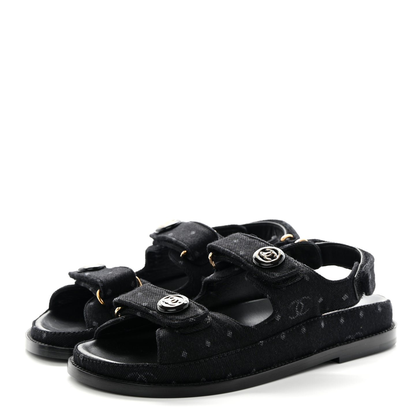Denim Printed Dad Sandals 36.5 Black