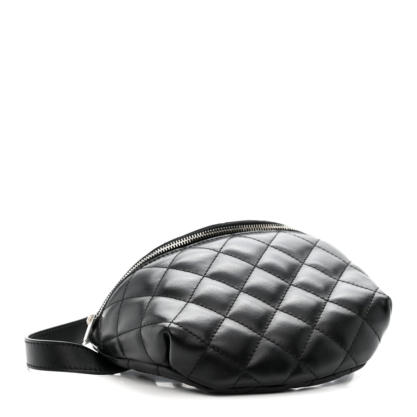 Lambskin Quilted Waist Belt Bag Black