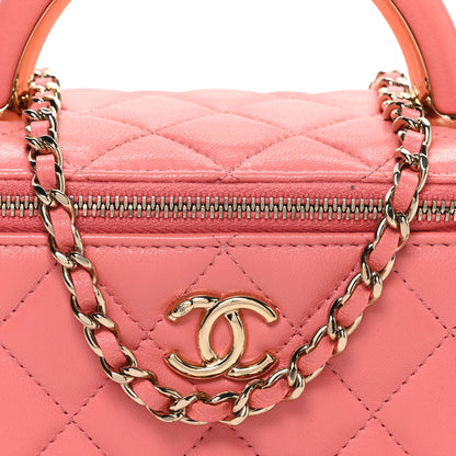 Chanel Lambskin Quilted Small Charming Top Handle Vanity Case With Chain Pink 8 of 11