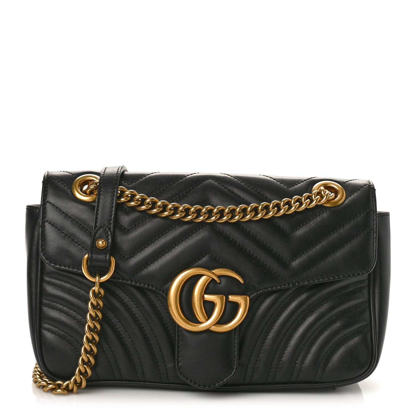 Calfskin Matelasse Small GG Marmont Shoulder Bag Black