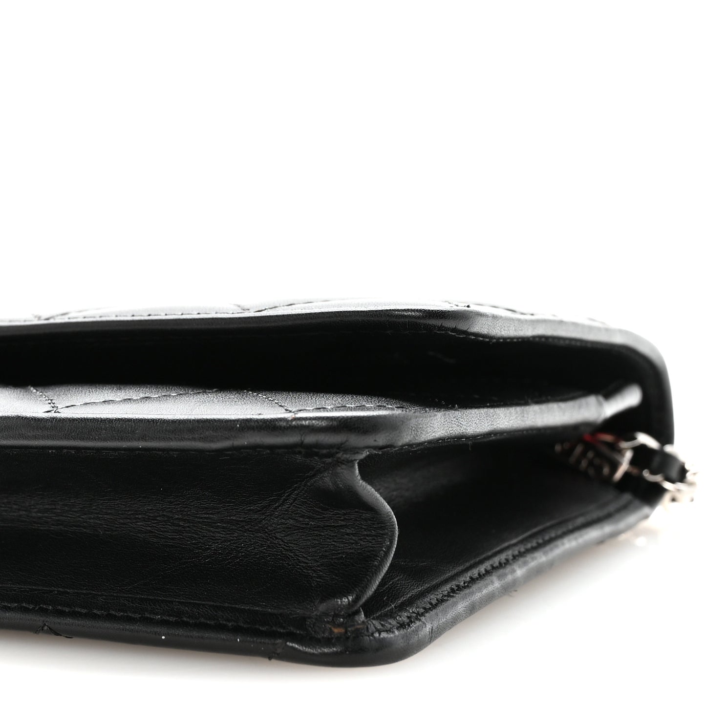 Calfskin Quilted Cambon Wallet on Chain WOC Black