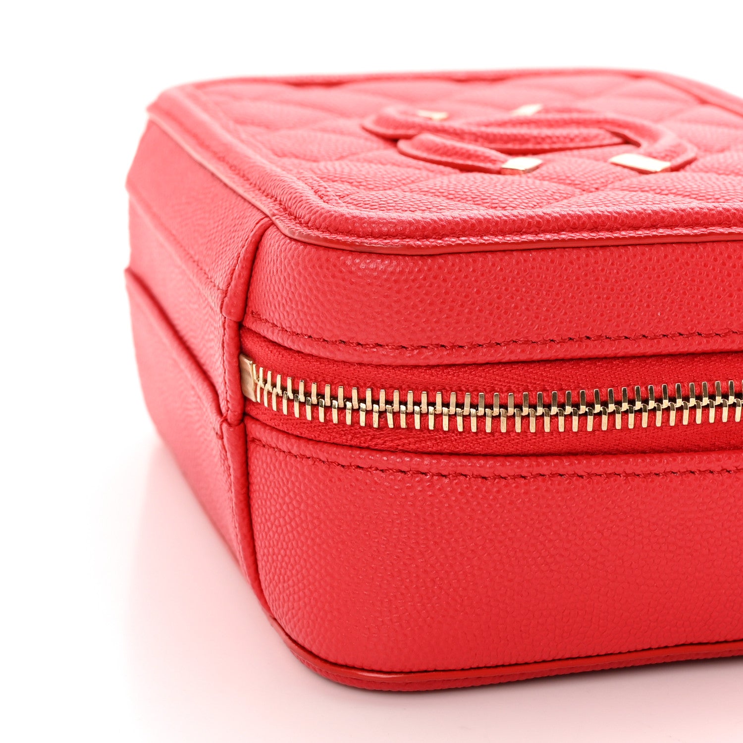Chanel Caviar Quilted Small CC Filigree Vanity Case Red 10 of 13