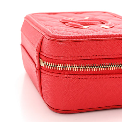Chanel Caviar Quilted Small CC Filigree Vanity Case Red 10 of 13