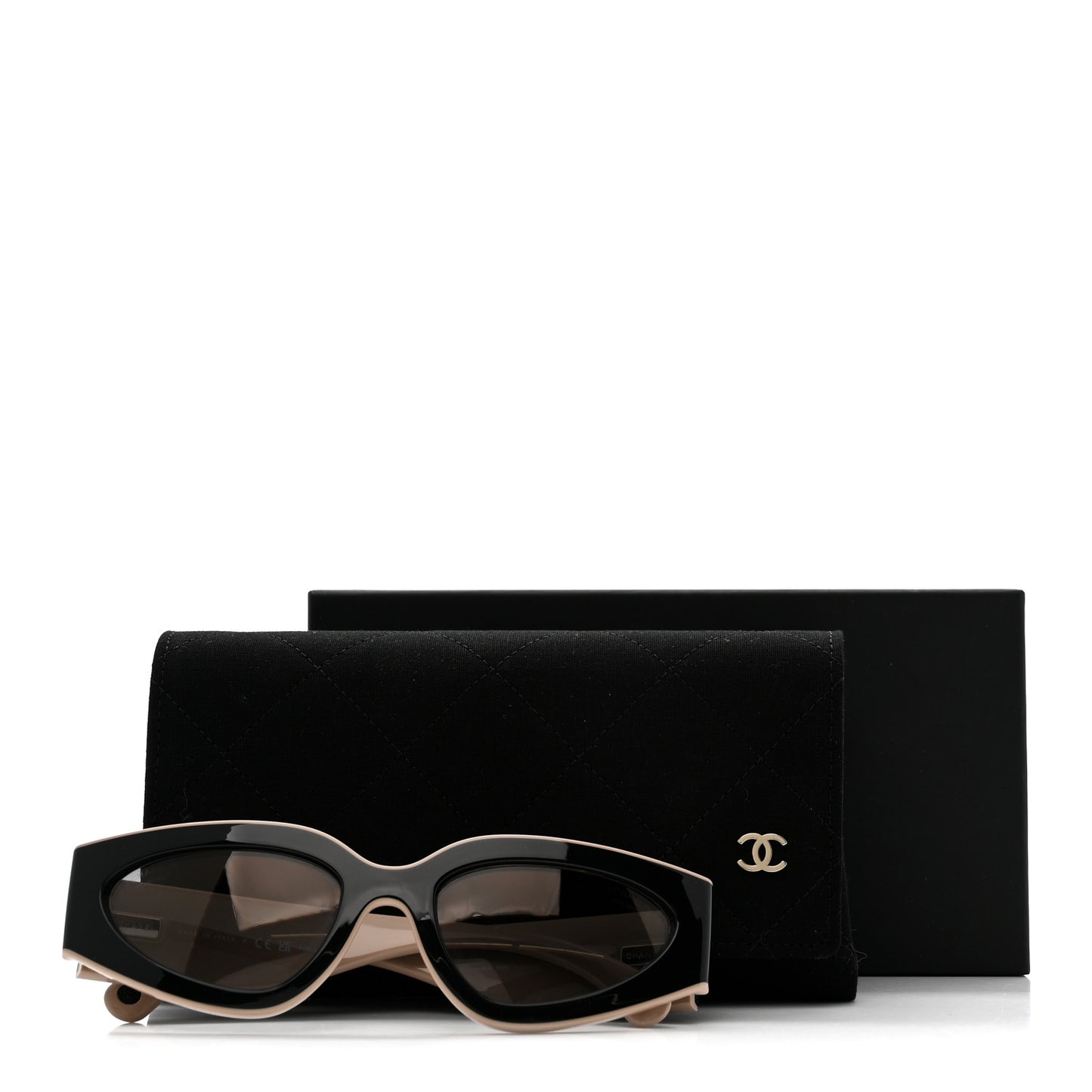 Acetate Cat Eye Sunglasses 6056 Black Beige