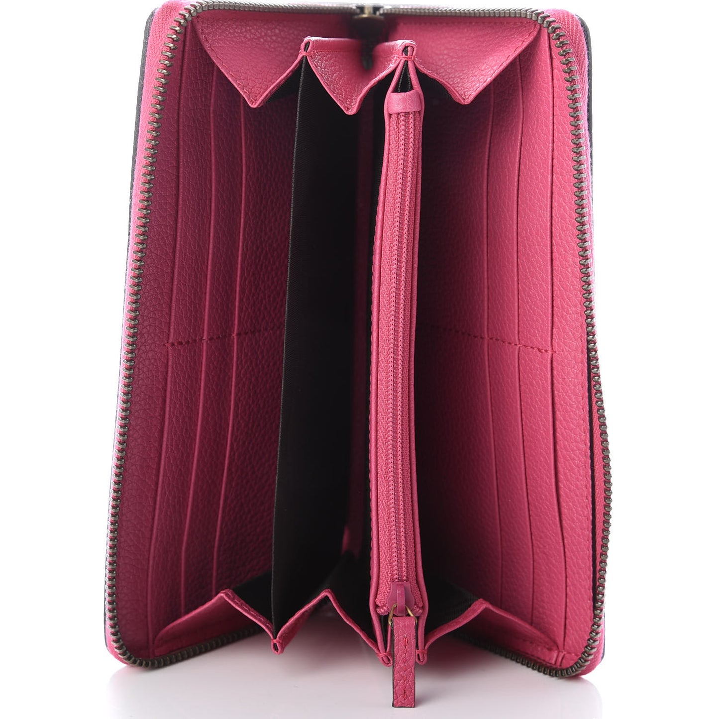 Grained Calfskin Logo Zip Around Wallet Box Pink Green