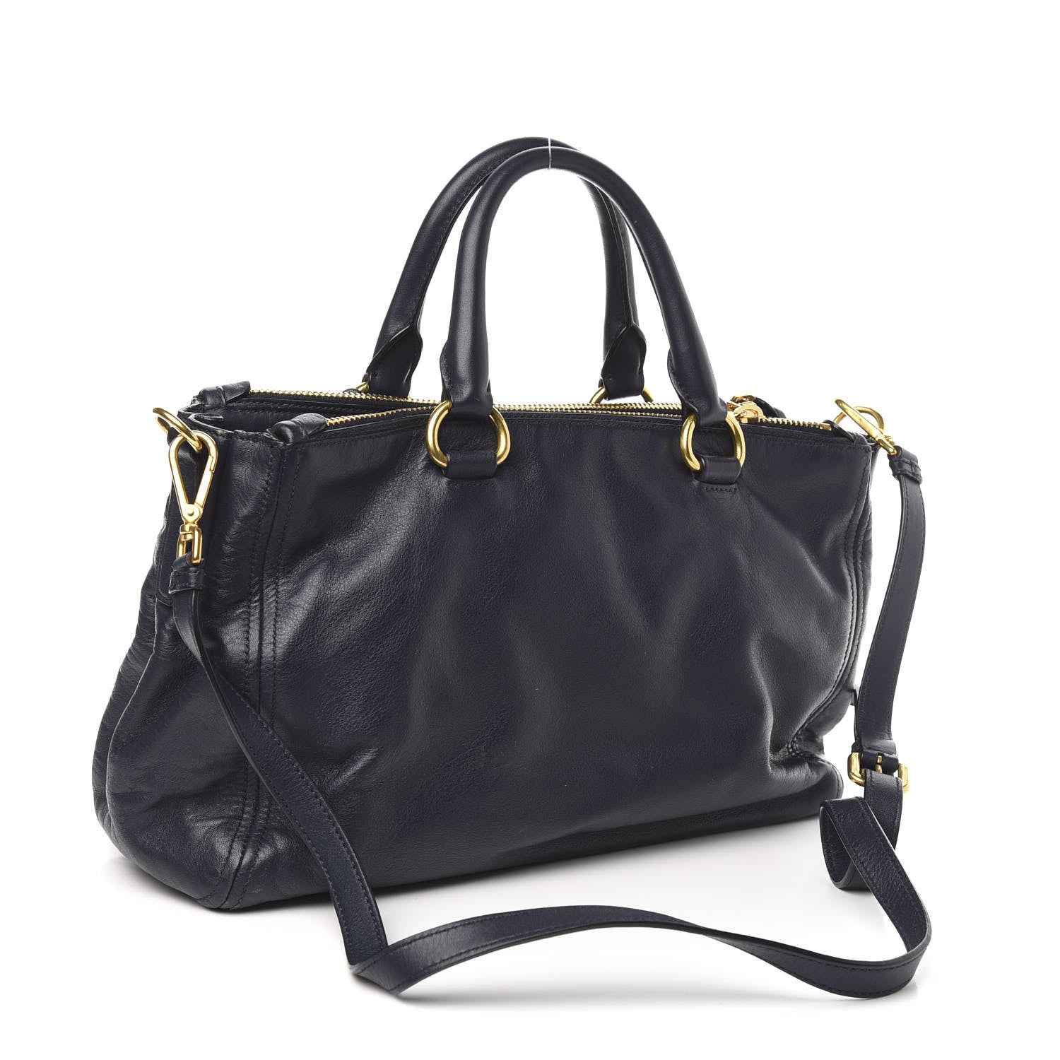 Prada Soft Calfskin Double Zip Shoulder Bag Baltico 4 of 11