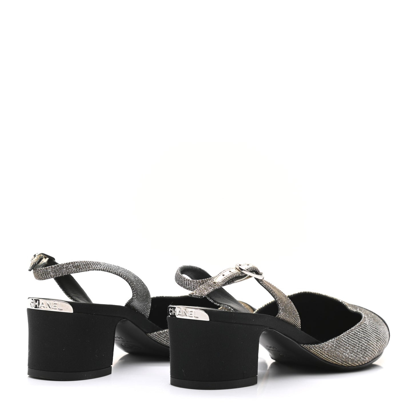 Glitter Grosgrain Cap Toe CC Slingback Pumps 39 Gold Black