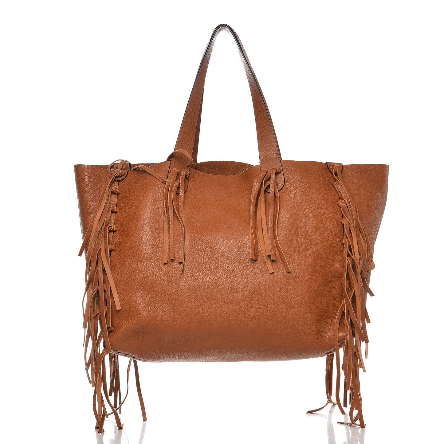 Grained Calfskin C-Rockee Fringe Tote Light Cuir