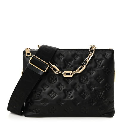 Louis Vuitton Lambskin Embossed Monogram Coussin PM Black 1 of 9