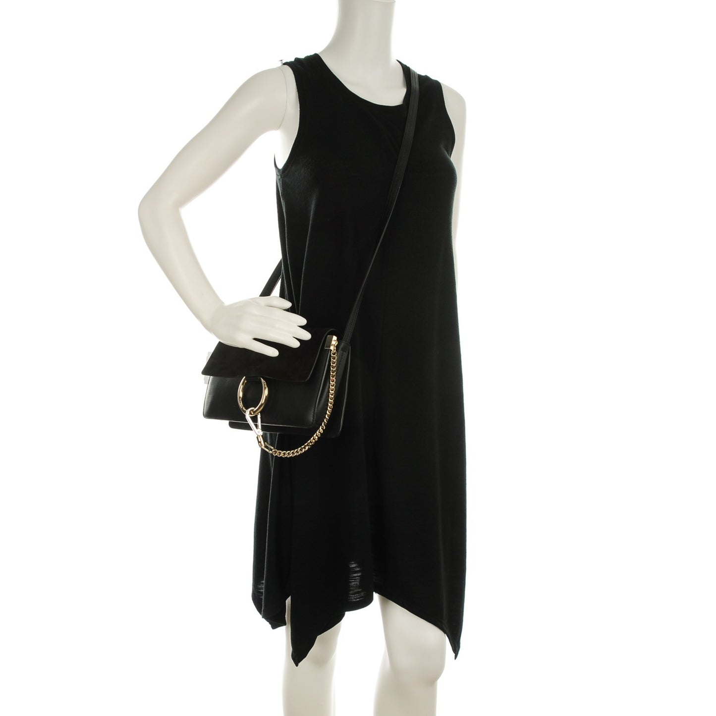 Suede Calfskin Small Faye Shoulder Bag Black