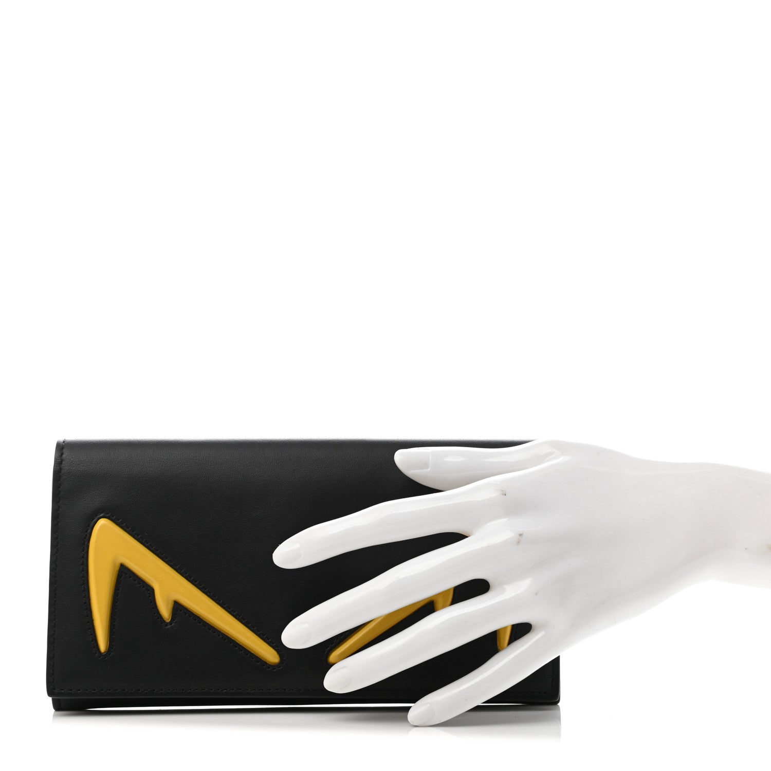 Fendi Vitello Century Bi-Color Devil Eyes Continental Wallet Black Sunflower 2 of 9