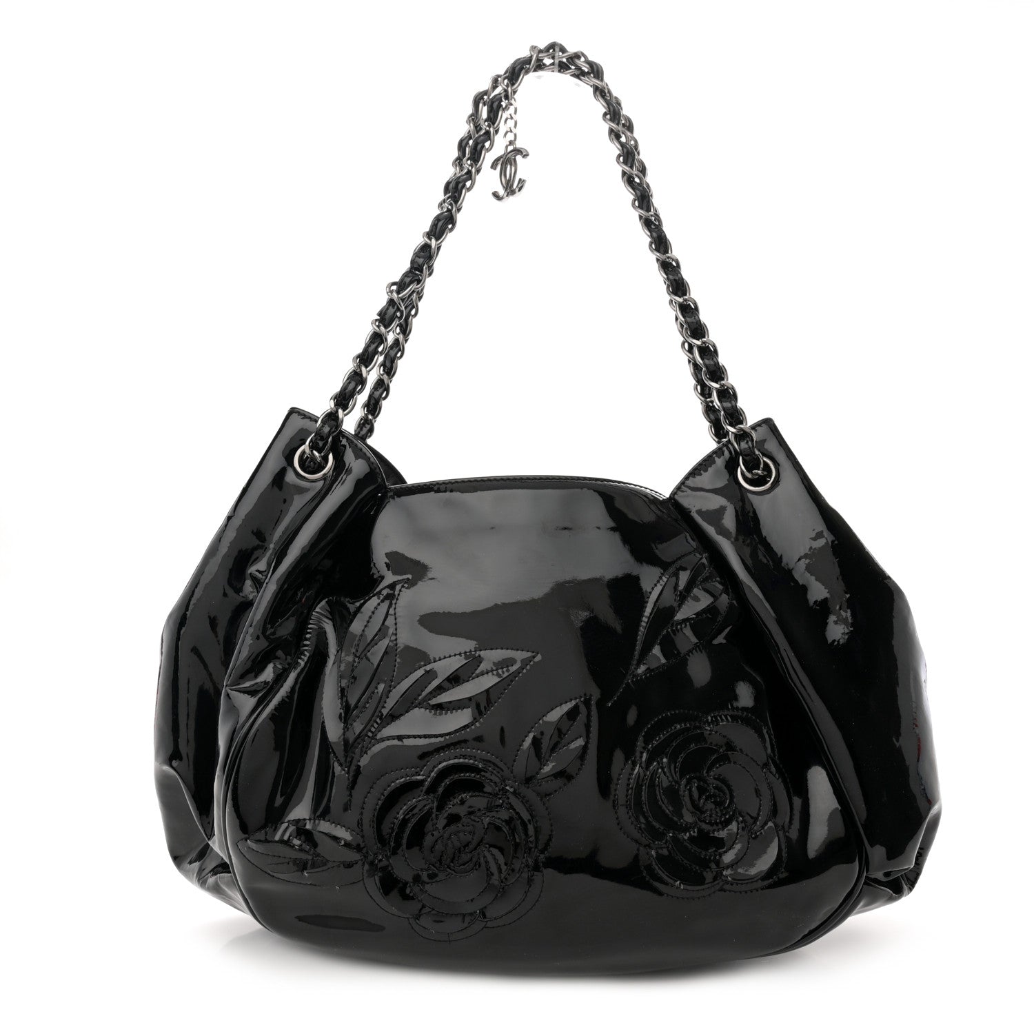Chanel Patent Camellia Shoulder Bag Black 1 of 11