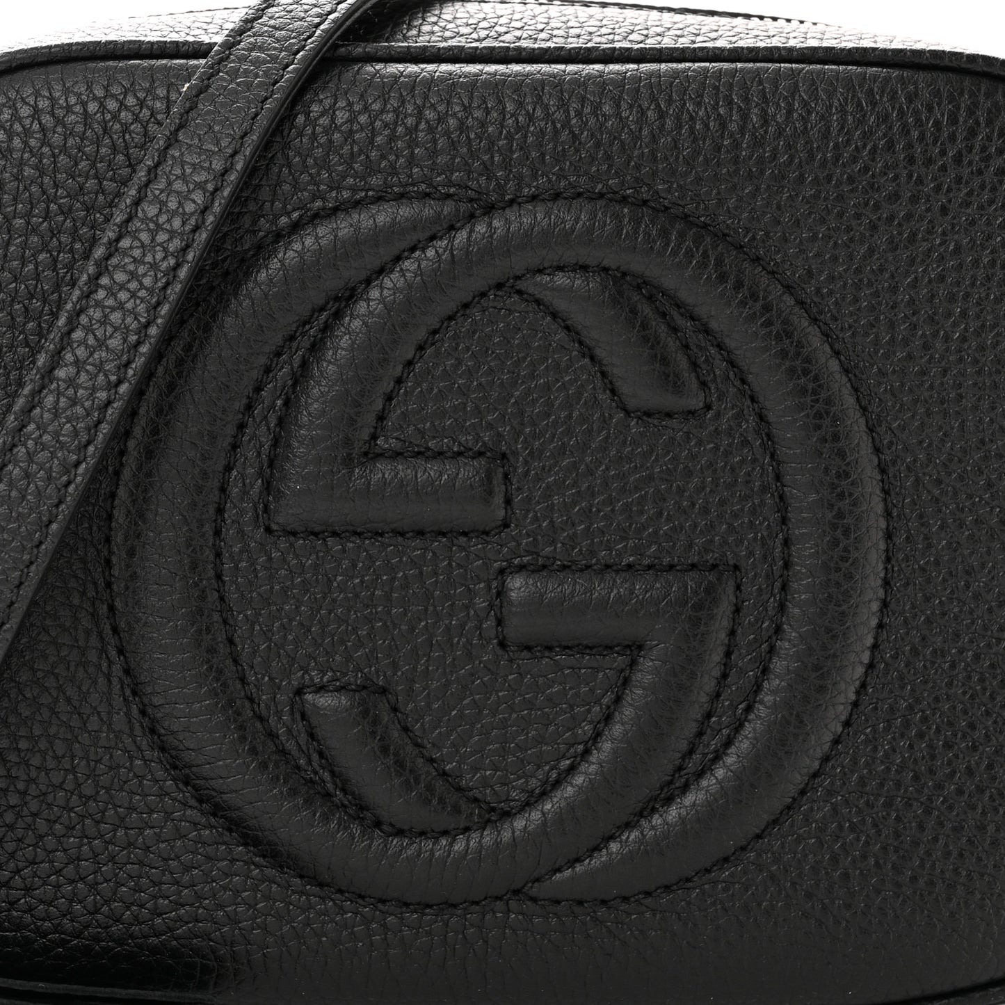 Pebbled Calfskin Small Soho Disco Bag Black