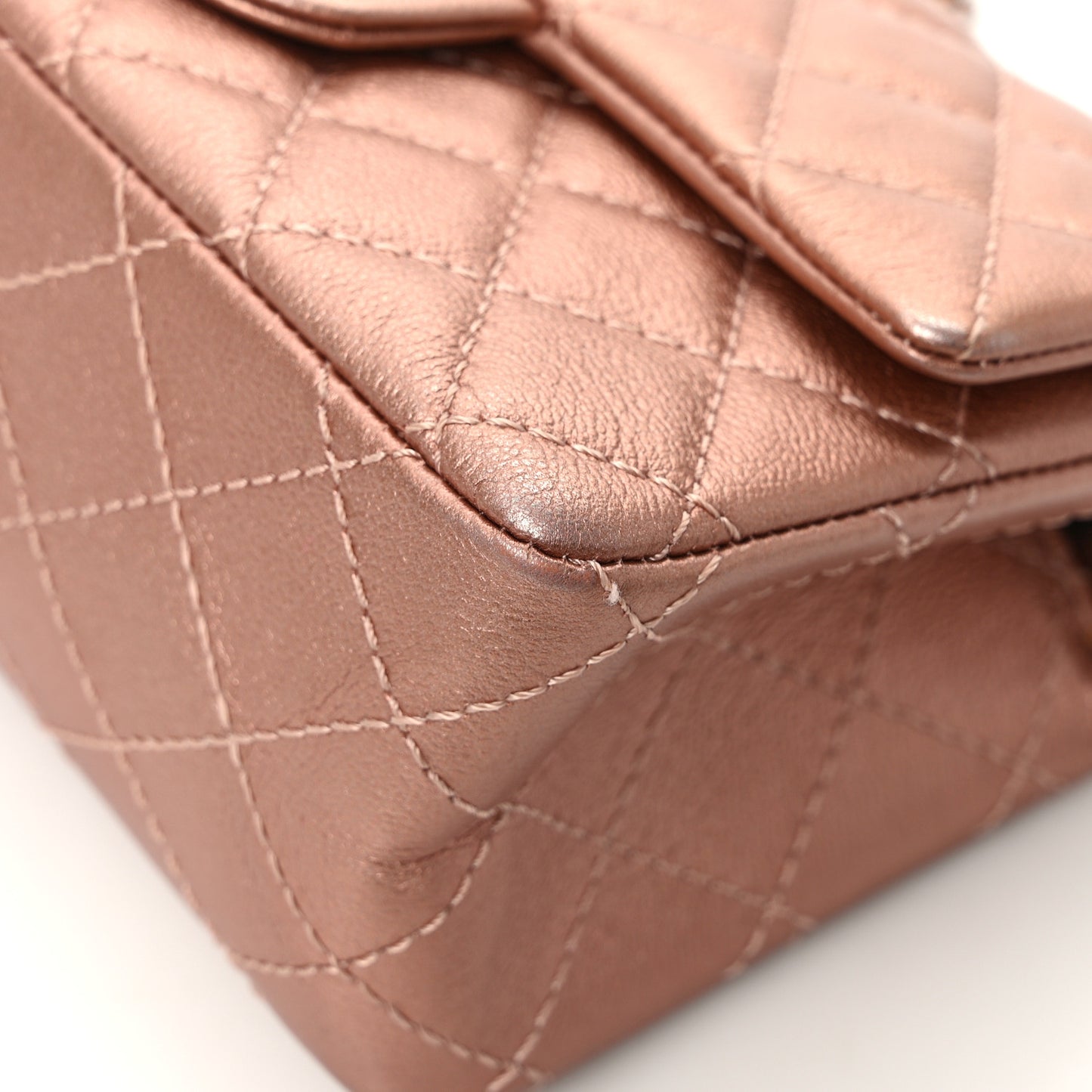 Metallic Grained Calfskin Quilted 2.55 Reissue Mini Flap Copper Pink
