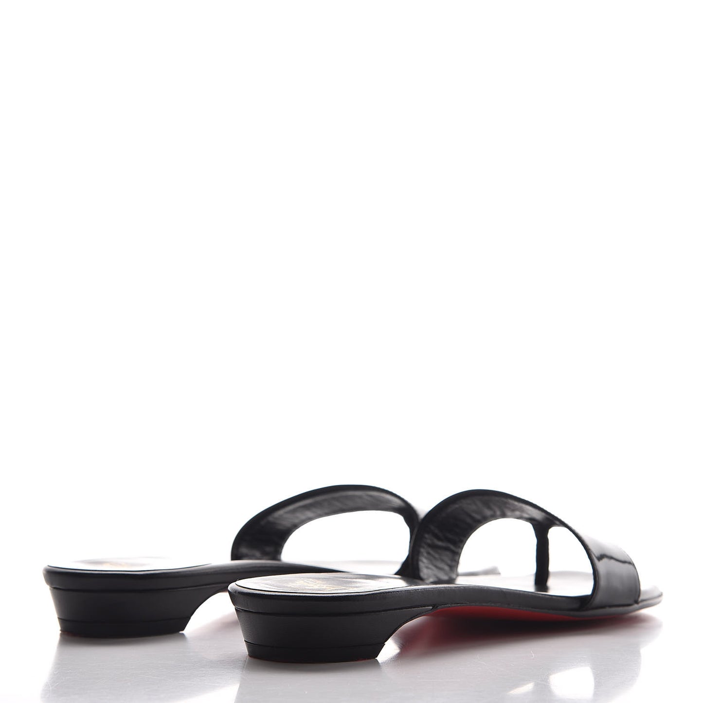 Patent Flat Slide Sandals 37 Black