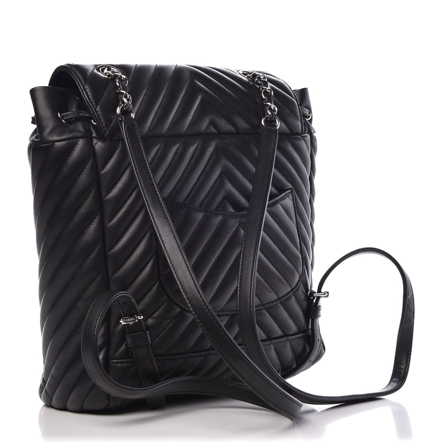 Calfskin Chevron Quilted Large Urban Spirit Backpack Black