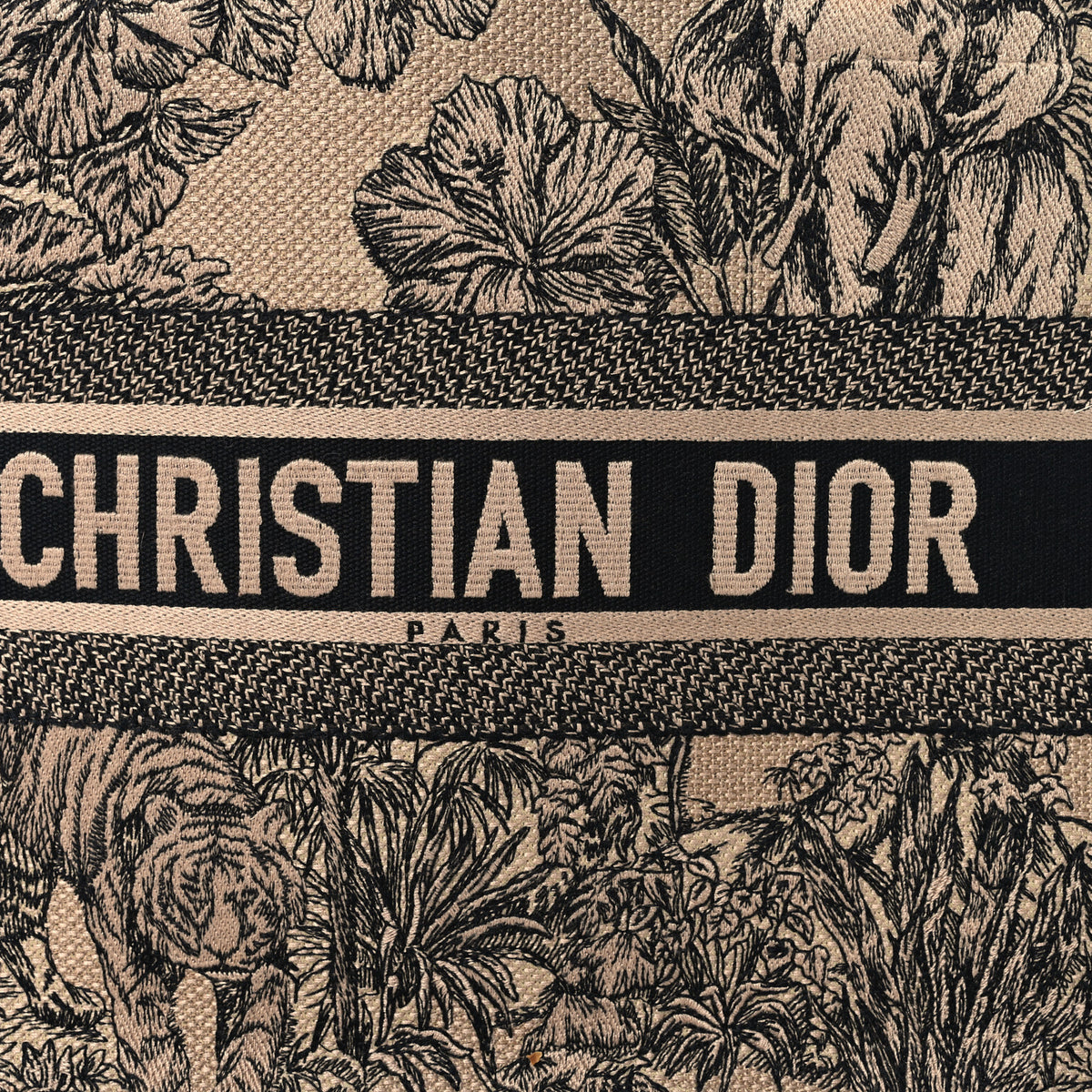 Christian Dior Canvas Embroidered Medium Dioriviera Toile De Jouy Book Tote Black 8 of 14