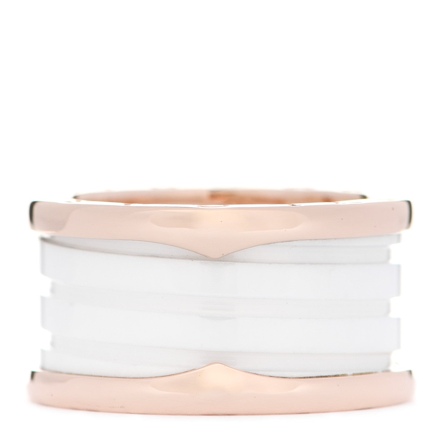 Bulgari 18K Rose Gold White Ceramic B.Zero1 Four-Band Ring 56 7.5 1 of 6