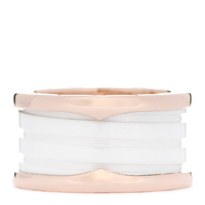 Bulgari 18K Rose Gold White Ceramic B.Zero1 Four-Band Ring 56 7.5 1 of 6