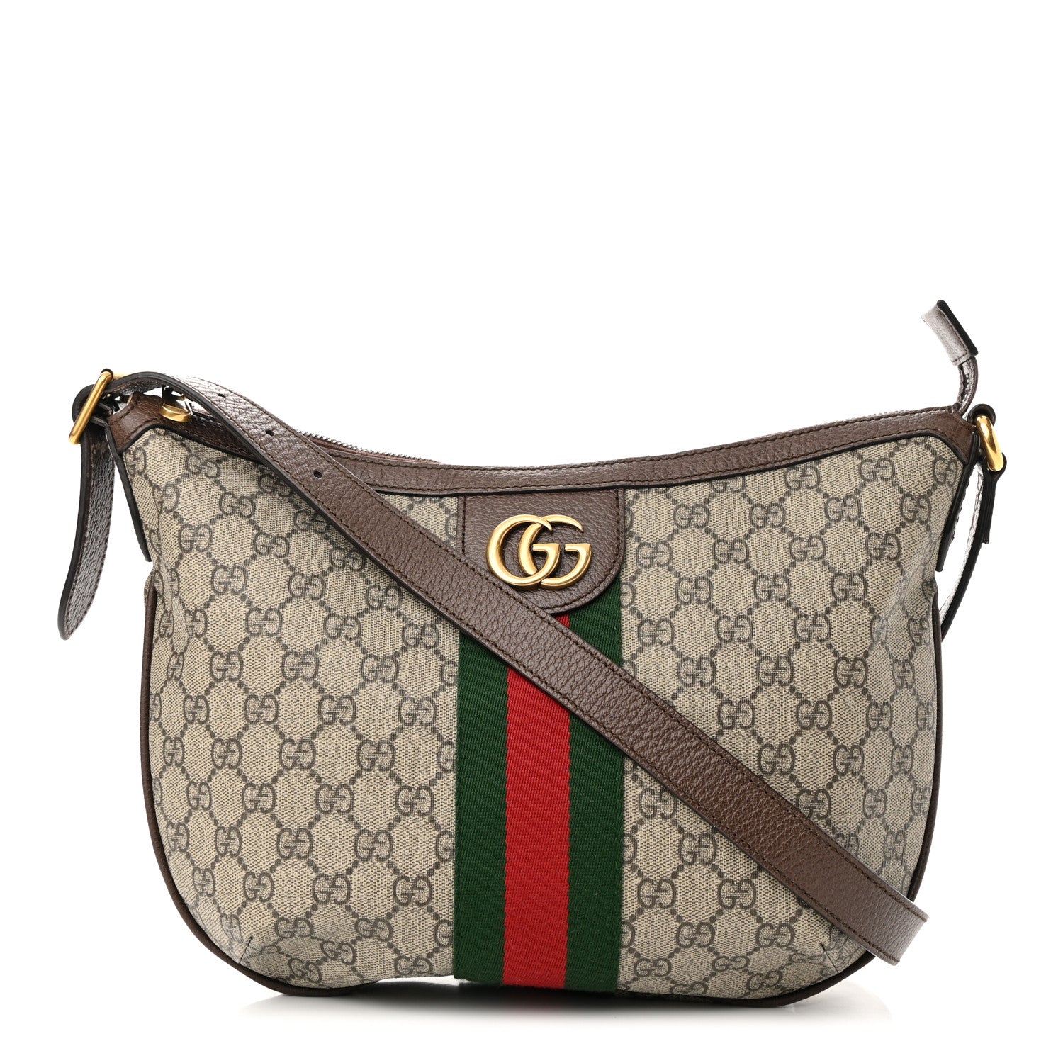 Gucci GG Supreme Monogram Web Small Ophidia Half Moon Hobo Brown 1 of 15