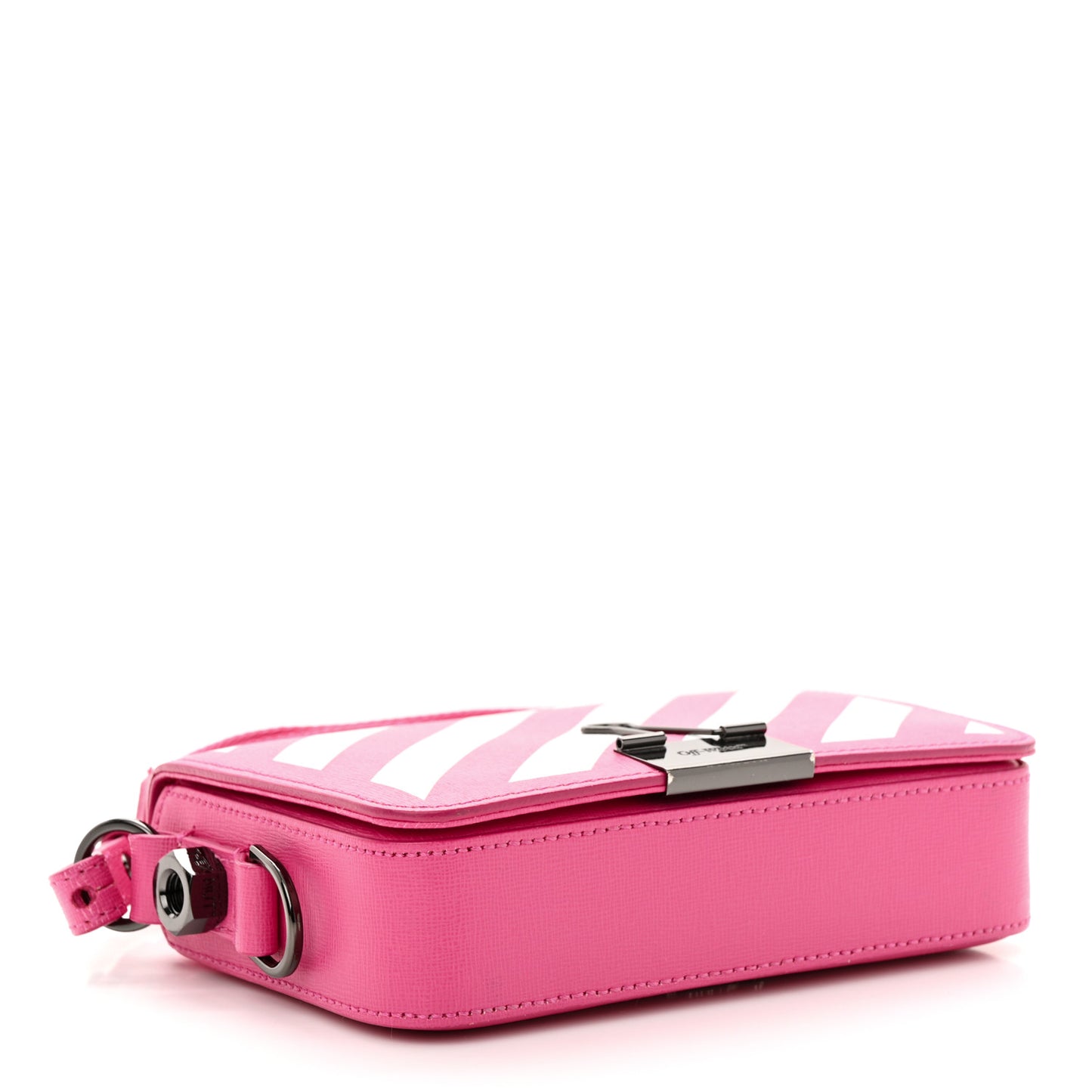 Saffiano Striped Diag Binder Clip Bag Pink White