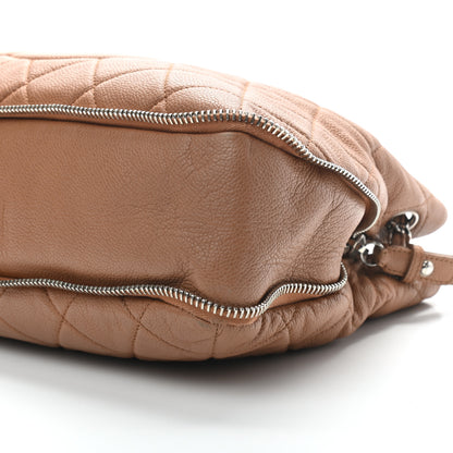 Chanel Caviar Quilted Expandable Zip Shoulder Bag Beige 28 of 43