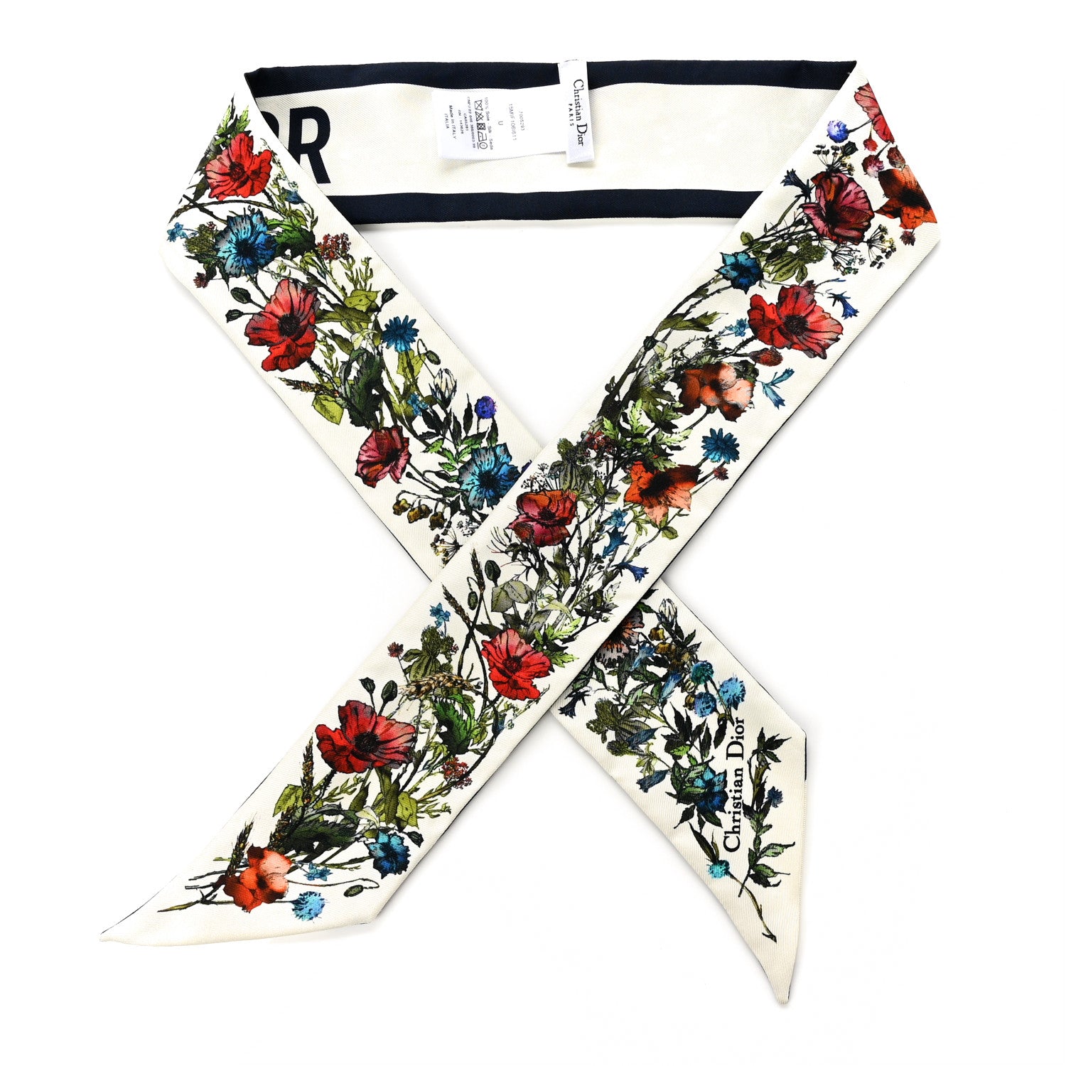 Christian Dior Silk Rosa Mutabilis Mitzah Scarf Beige 1 of 5