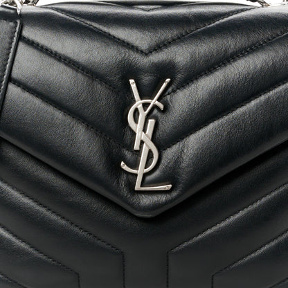 Saint Laurent Calfskin Y Quilted Monogram Small Loulou Chain Satchel Black 9 of 13
