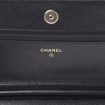 Chanel Caviar Quilted French New Wave Chain CC Wallet On Chain WOC Black 6 of 12